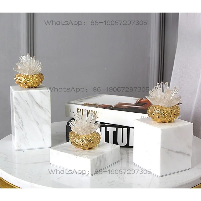 Artwork Ornaments Are Suitable for Living Room TV Cabinet Entrance Decoration Natural Crystal Stone Flowers