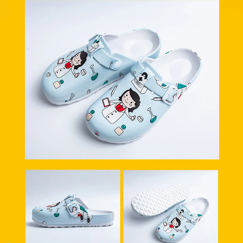 EVA Cartoon Printing scarpe chirurgiche pantofole mediche antiscivolo calzature da infermiera leggere zoccoli traspiranti per dentista veterinario