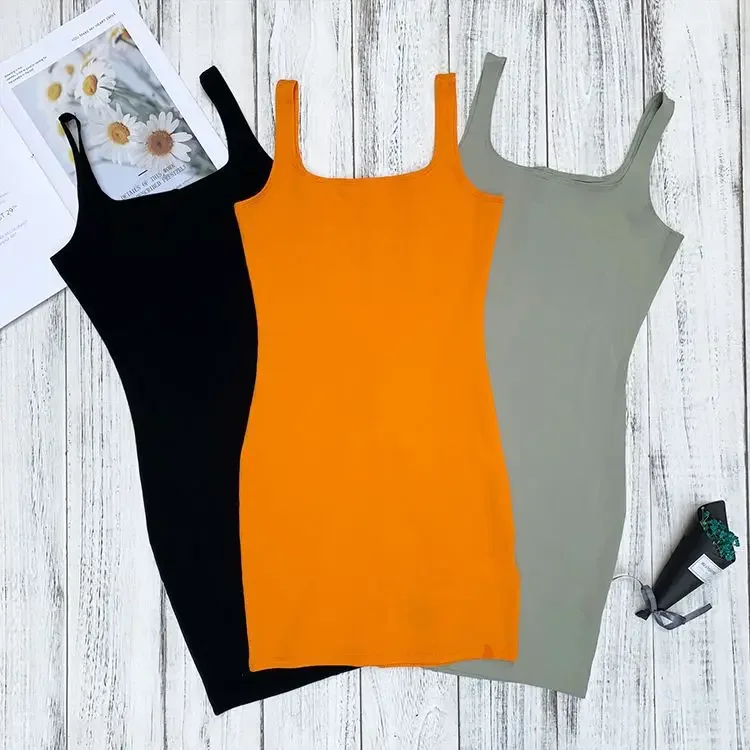 Korean Summer Sexy Dress Women's Sleeveless Tank Tops Bodycon Mini Club Dress Dresses Casual Elegant Slim Dress Y2k