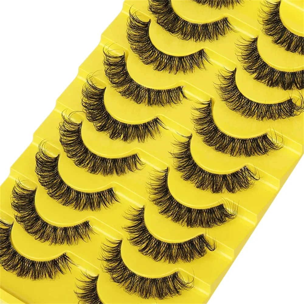 10 Pairs Faux Mink Eyelashes False Eyelashes Fluffy Lashes Dramatic Volume Lashes Natural Long Eyelashes Makeup