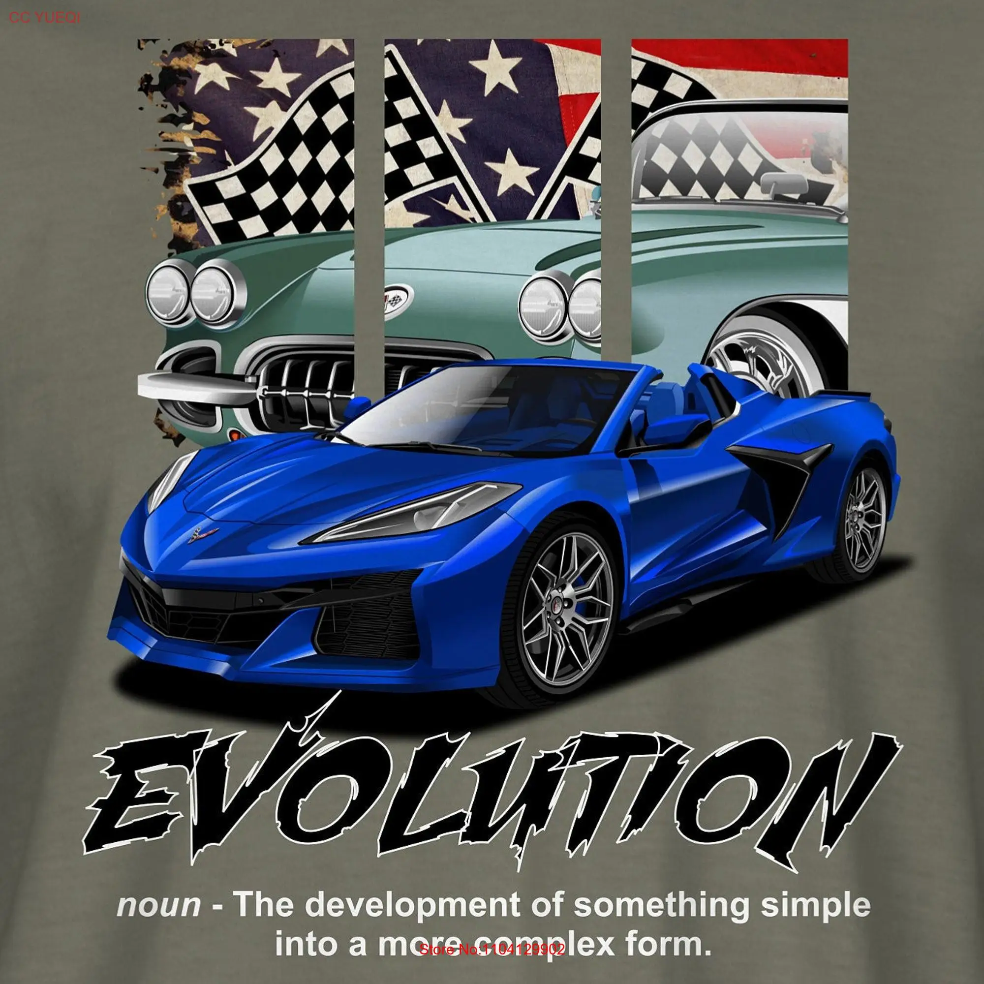 C8 Evolution Defined T Shirt with 59 C1 background RM0377 long or short sleeves