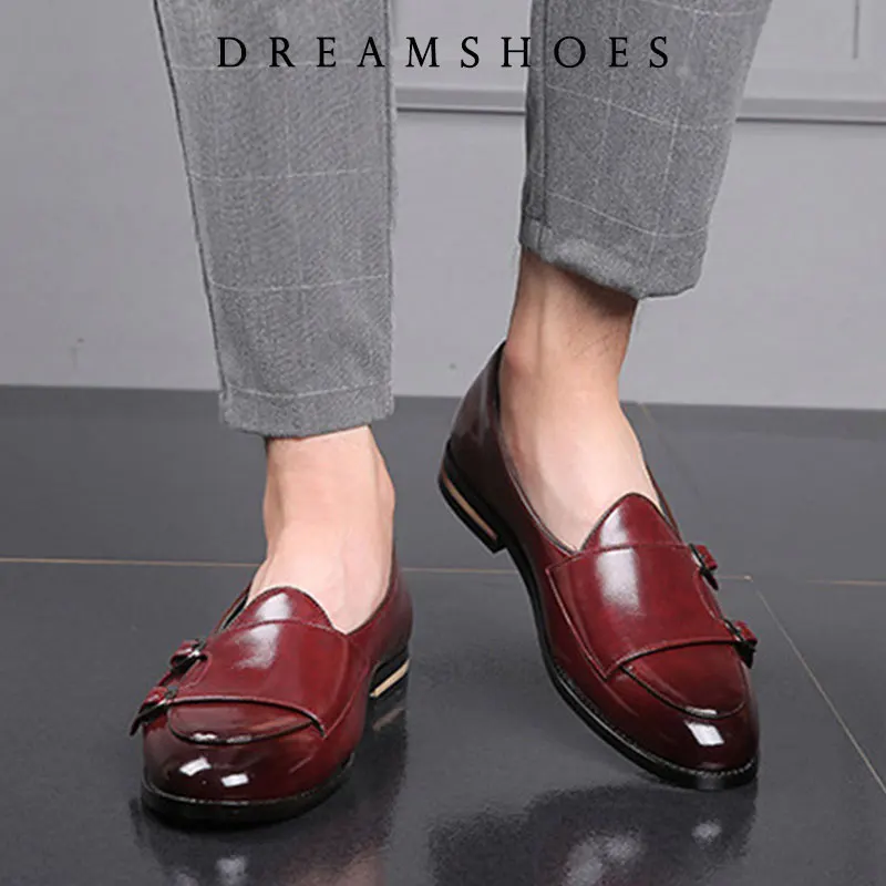 2025 Fashion Men Loafer New Handmade Retro Double Monk Buckle Straps Casual Shoes Men Moccasins For Men Leather Flat Shoes