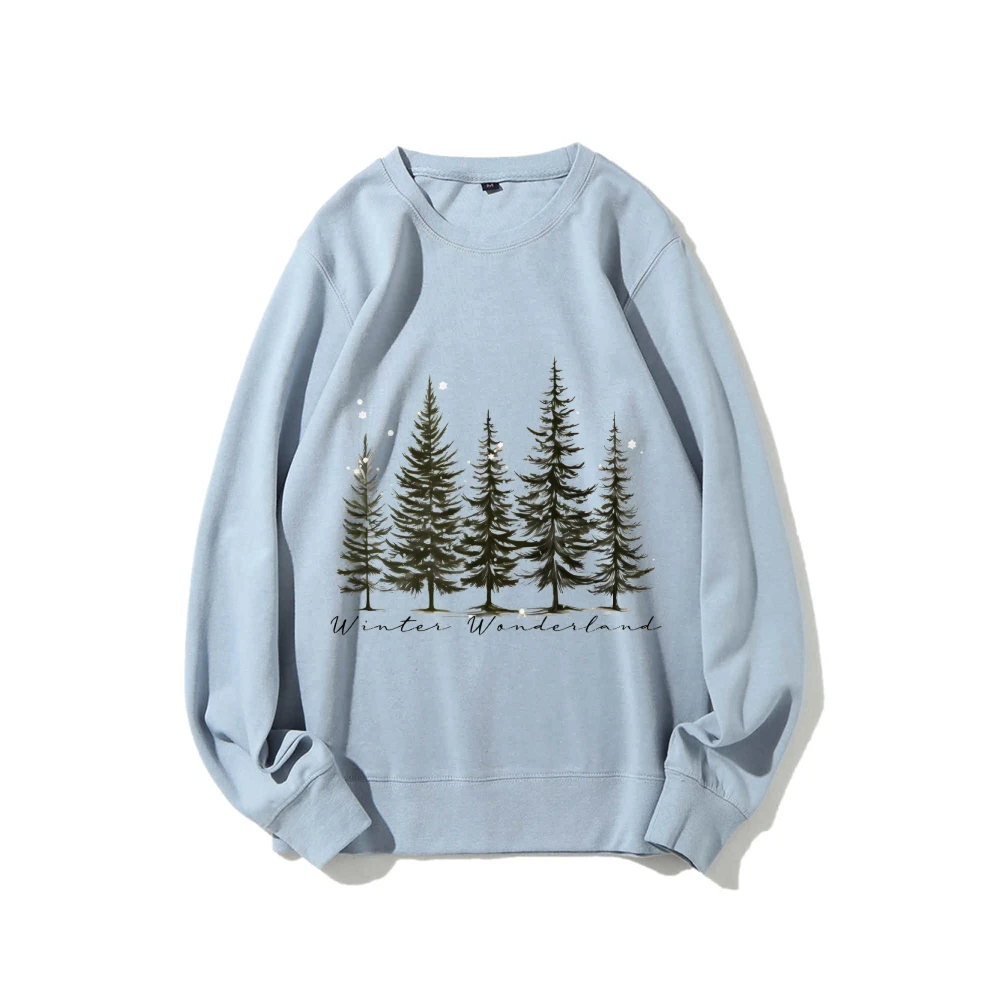 Bluza graficzna Y2k Winter Wonderland Trees Print Clothes Przytulna sezonowa odzież codzienna Modny miękki design Bluza z chłodną atmosferą