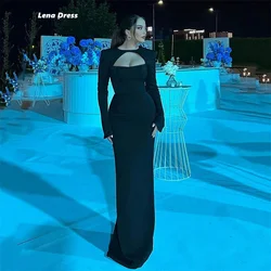Lena Satin Long Evening Dresses for Special Occasions Fish Tail Wedding Party Dress Women Elegant Party Round Neck Backless Gala