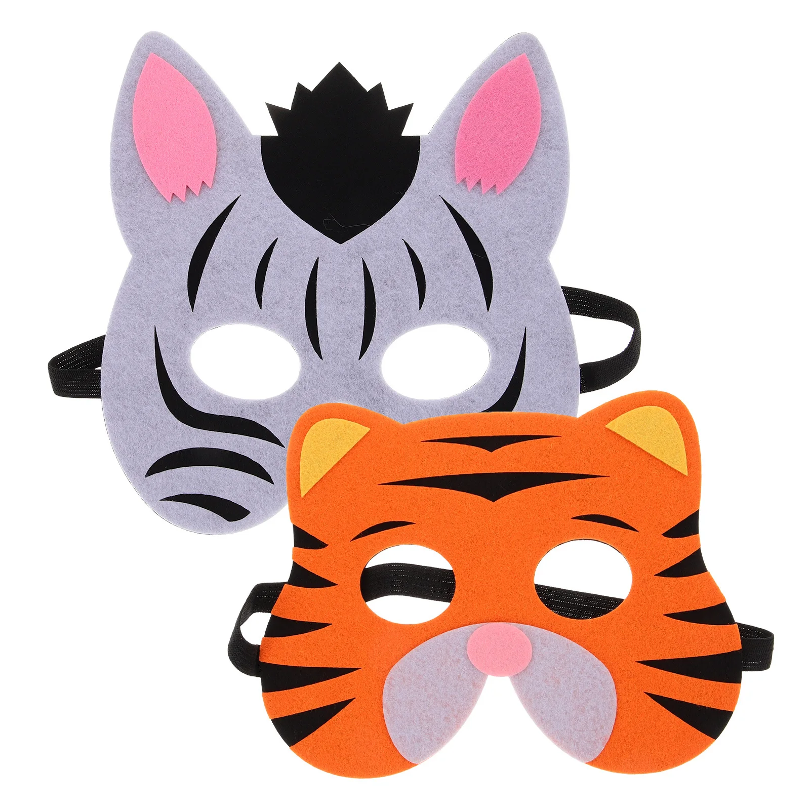 

2Pcs Animal Mask Funny Polyester Cosplay Mask Cartoon Design Halloween Costume Party Accessory Animal Masks for Festival