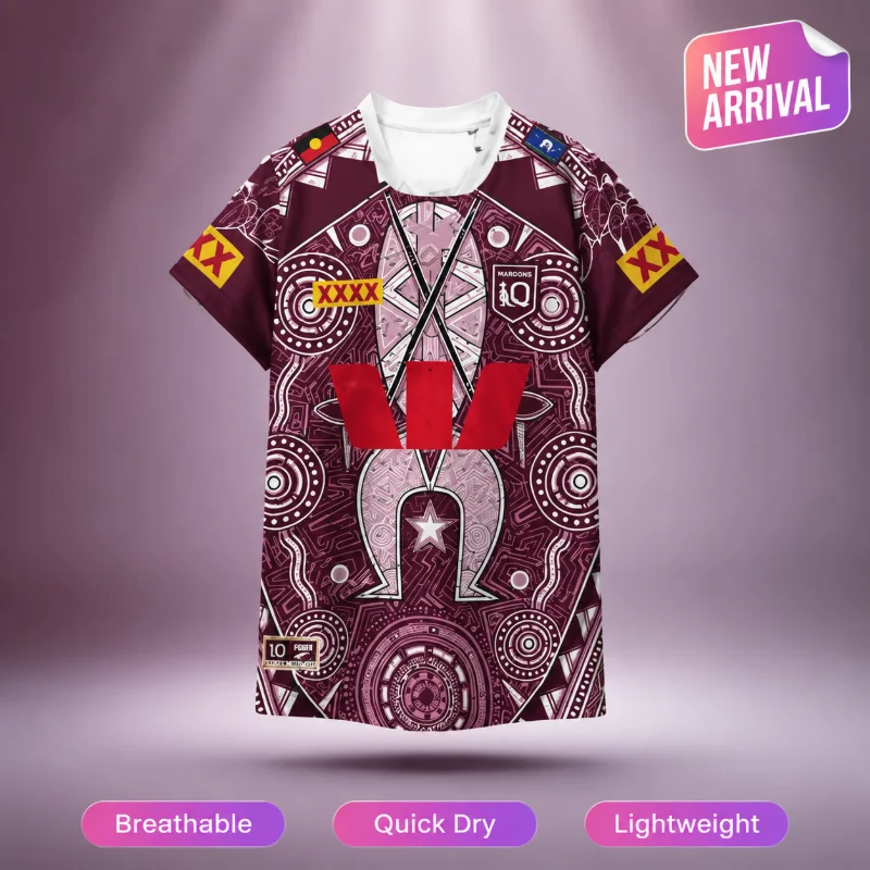 2026 Summer New QLD Maroons State of Origin Indigenous Jersey  Family Matching Y2K T-shirt Suitable for Daily and Training Wear