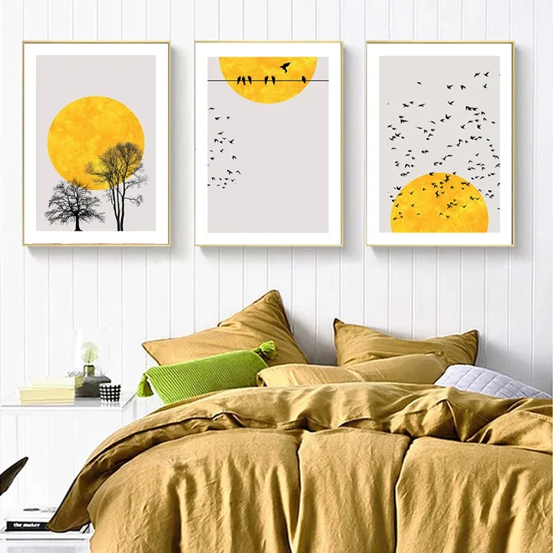 Scandinavia Style Abstract Landscape Winter Morning Unframed Canvas Painting Posters For Living Room Bedroom Home Wall Art Decor