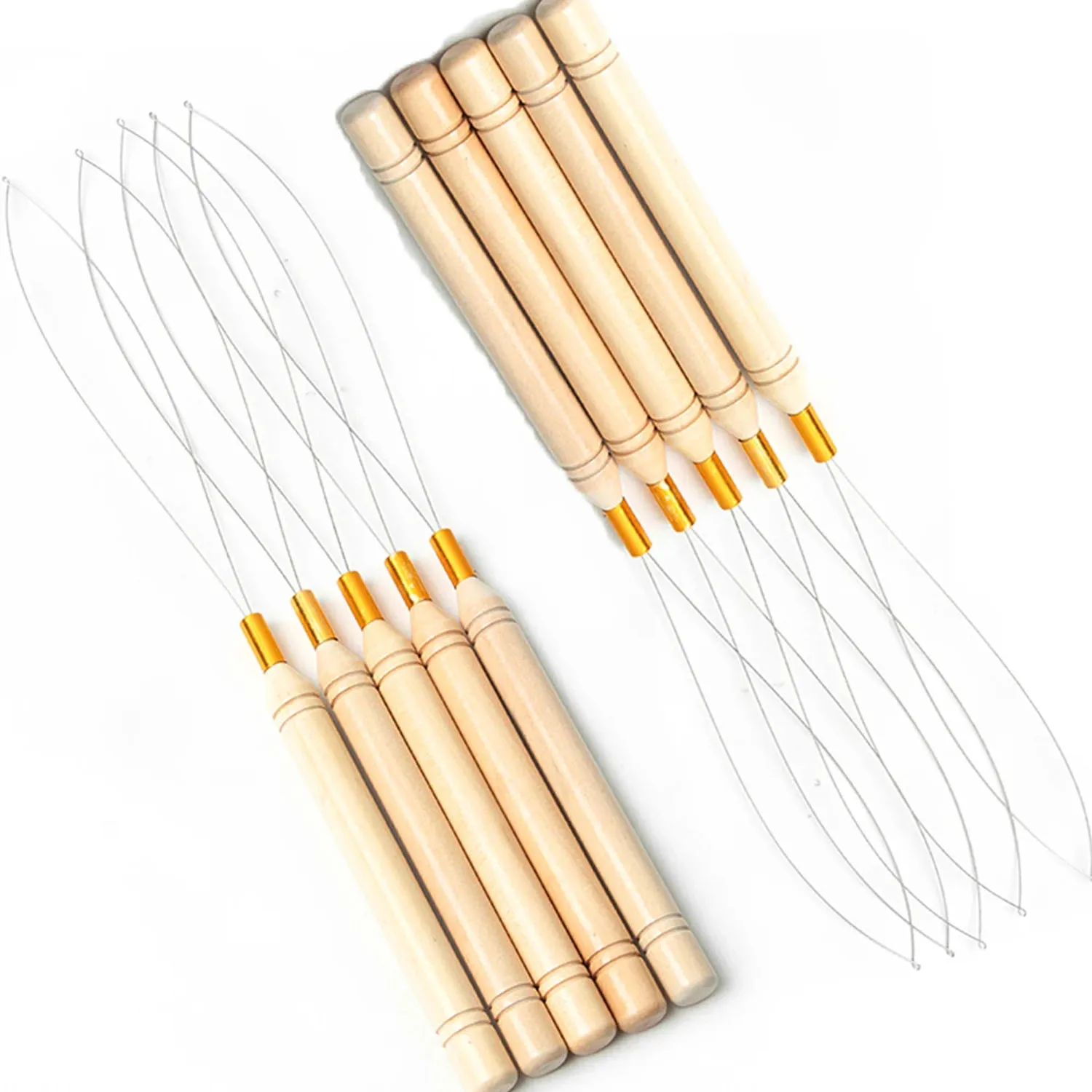 

Hair Extensions Loop Micro Rings Links Beads Needle Threader Wire Pulling Hook Tool for human hair feather extension tools