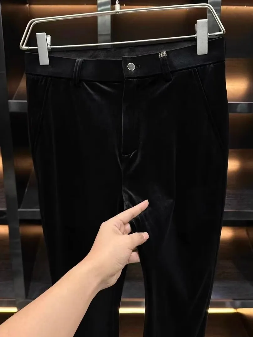 

Высококачественные мужские бархатные повседневные брюки: новинка весна-осень, универсальные, модные, прямого кроя, со средней посадкой, с эффектом потертости