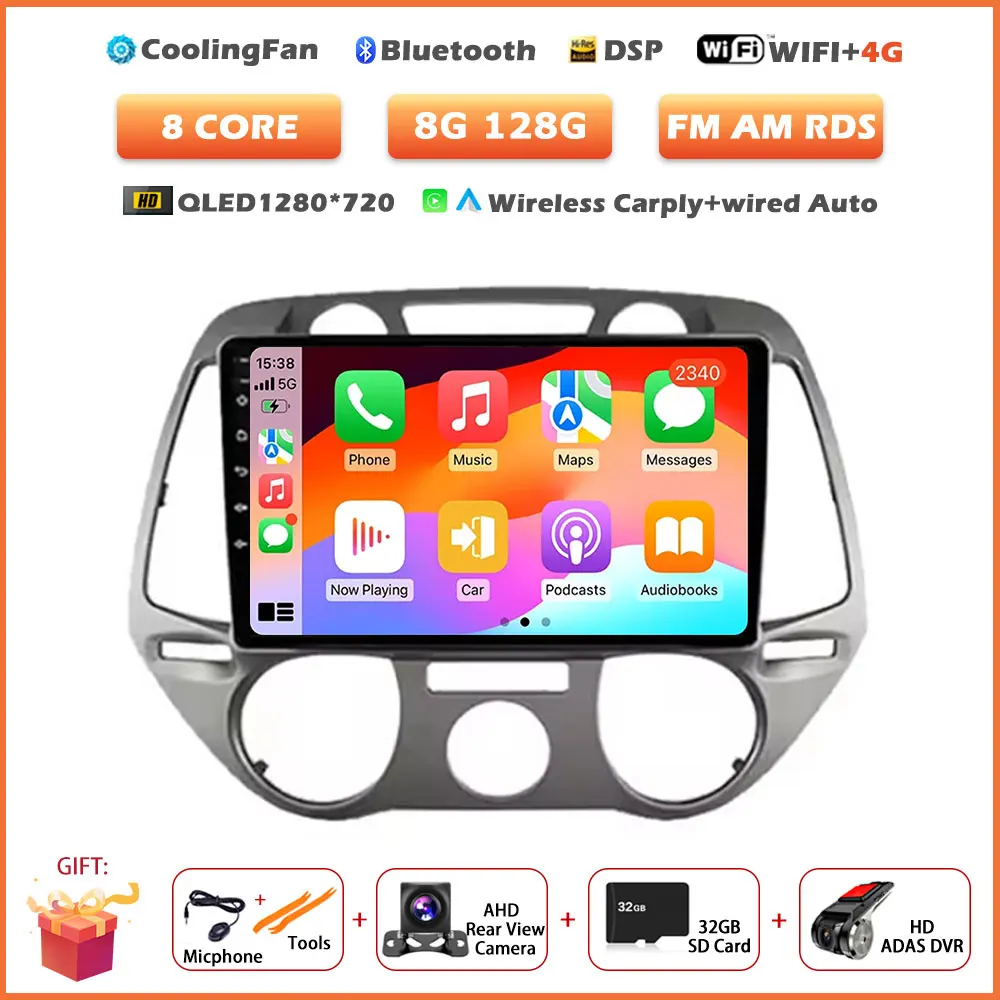 Android 16 Auto Wireless Carplay voor Hyundai i20 2008-2012 autoradio stereo multimediaspeler navigatie touchscreen tools