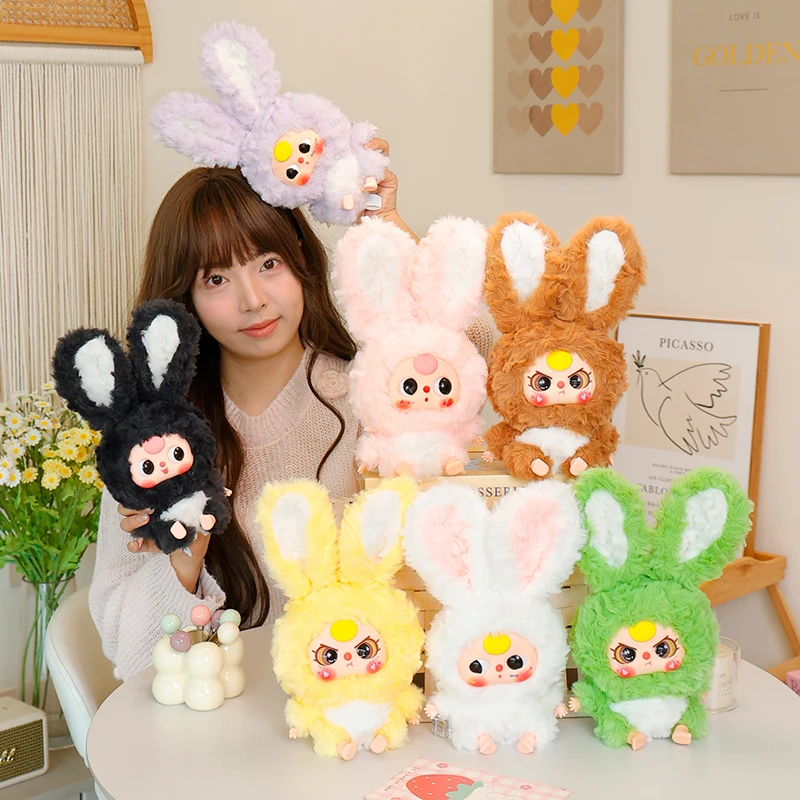 Bunny Series Blind Boxes Gefüllter Schlüsselanhänger, Kawaii Mystery Sammlerspielzeug Niedliche weiche Tiere Charm Plüschpuppe Geburtstagsgeschenke