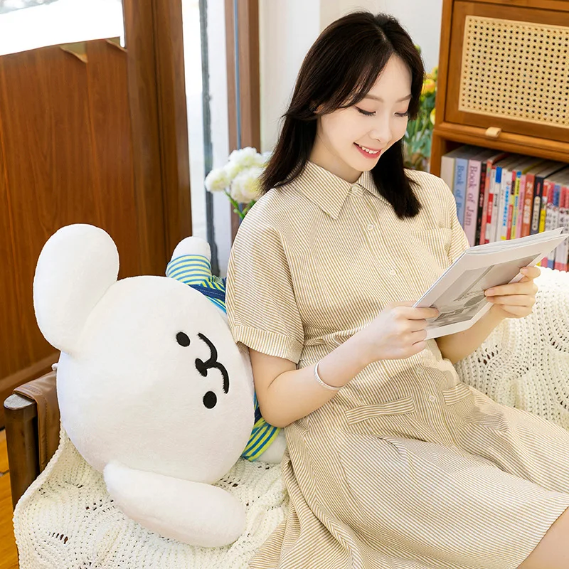 Kawaii Line Dog Plush Toy Cute Dressed White Puppy with Overalls Line Dog Stuffed Doll for Kids Birthday Xmas Gift Arcade Prize