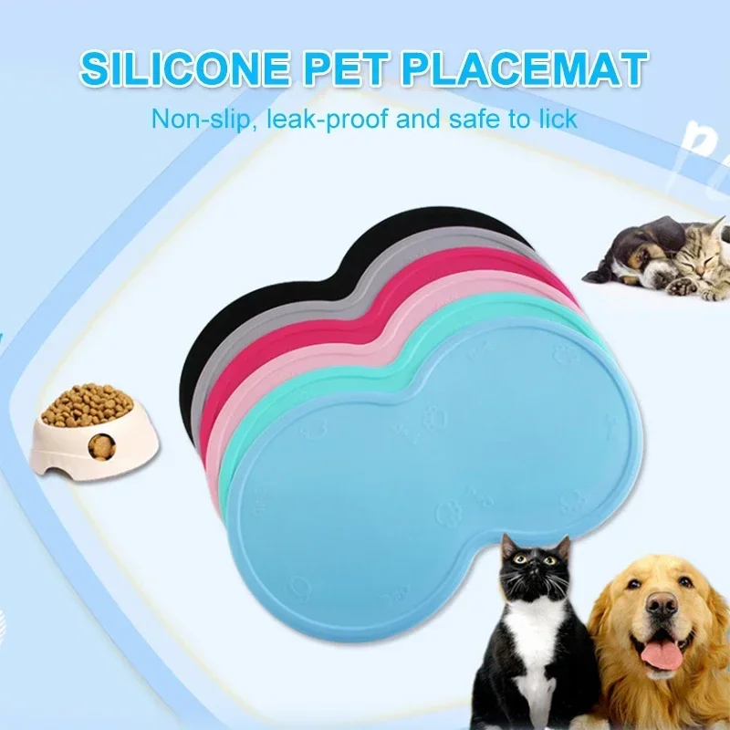 48*27cm Pet Dog Puppy Cat Feeding Mat Pad Cute Cloud Shape Silicone Dish Bowl Food Feed Placement Dog Accessories