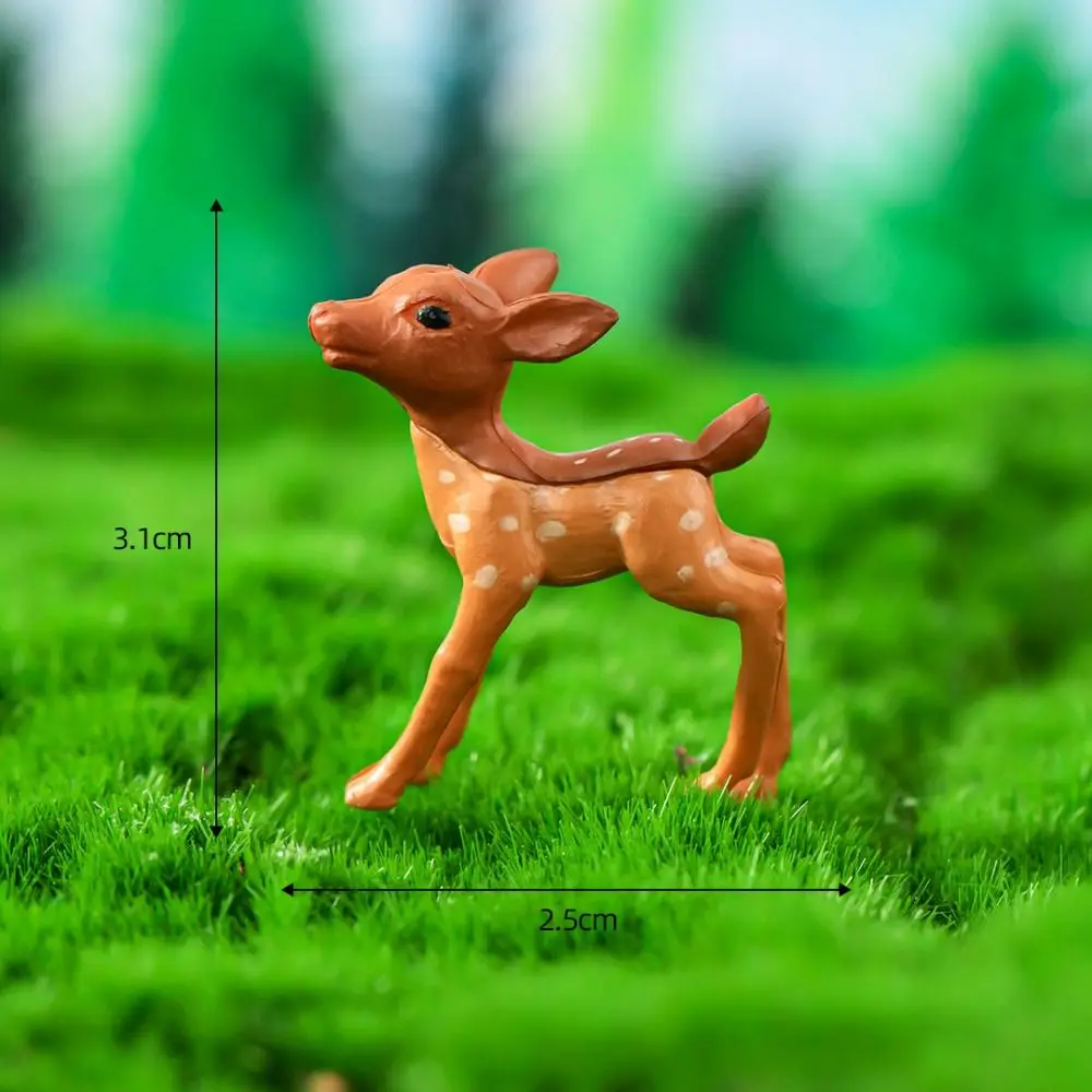 

Art Statue Mini Deer Miniature Statue Plastic Crafts Realistic Sika Deer Figurines Cute Micro Landscape Ornaments Yard