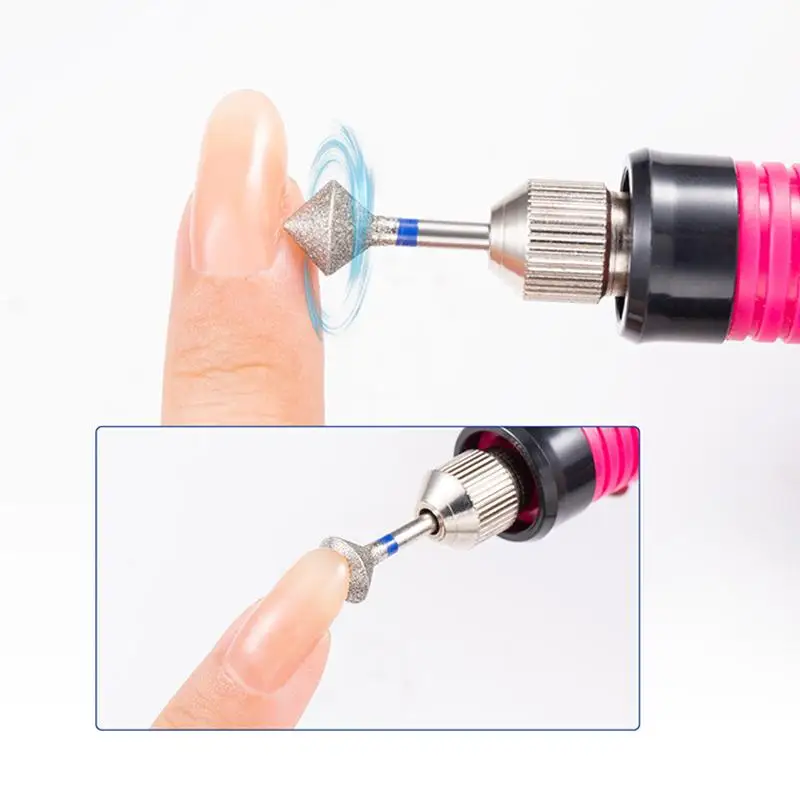 1 Pcs 마름모 네일 드릴 비트 다이아몬드 전자 파일 비트 전기 네일 드릴 머신에 대 한 둥근 가장자리 매니큐어 페디큐어 그라인딩 헤드