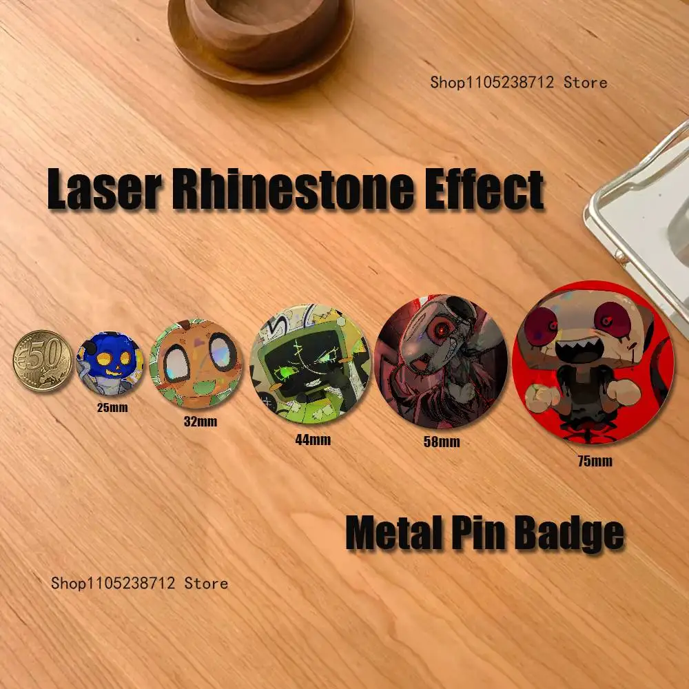 D-Dandys Horror Game W-Worlds Laser reflective round badges pins bag clothing decorations collectibles gifts for friends