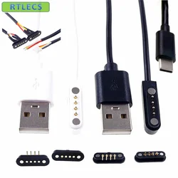 1 Sets Magnetic Pogo Pin Connector 4 Pin USB Cable Charge Data Transfer A Type Male Type C Female PCB Magnets Contact