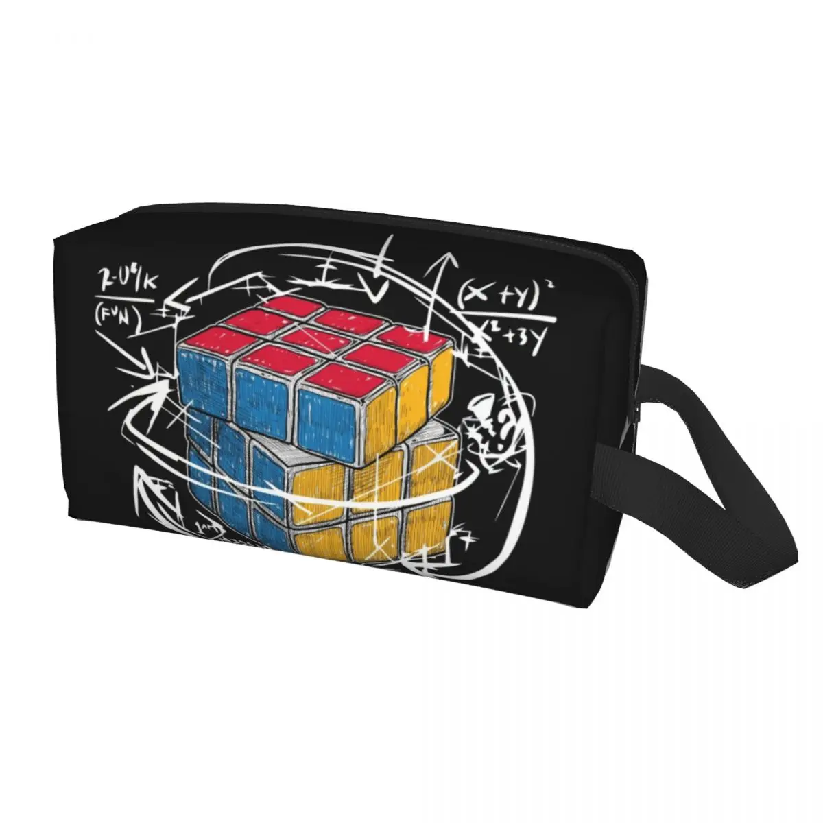 Math Rubik Rubix Rubiks Player Cube Math Lovers Travel Toiletry Bag for Women Cosmetic Makeup Organizer Beauty Storage Dopp Kit