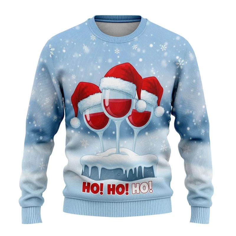 

Уродливые рождественские свитера с рождественским вином для мужчин и женщин, пуловер с принтом в виде бутылки вина, новые рождественские джемперы