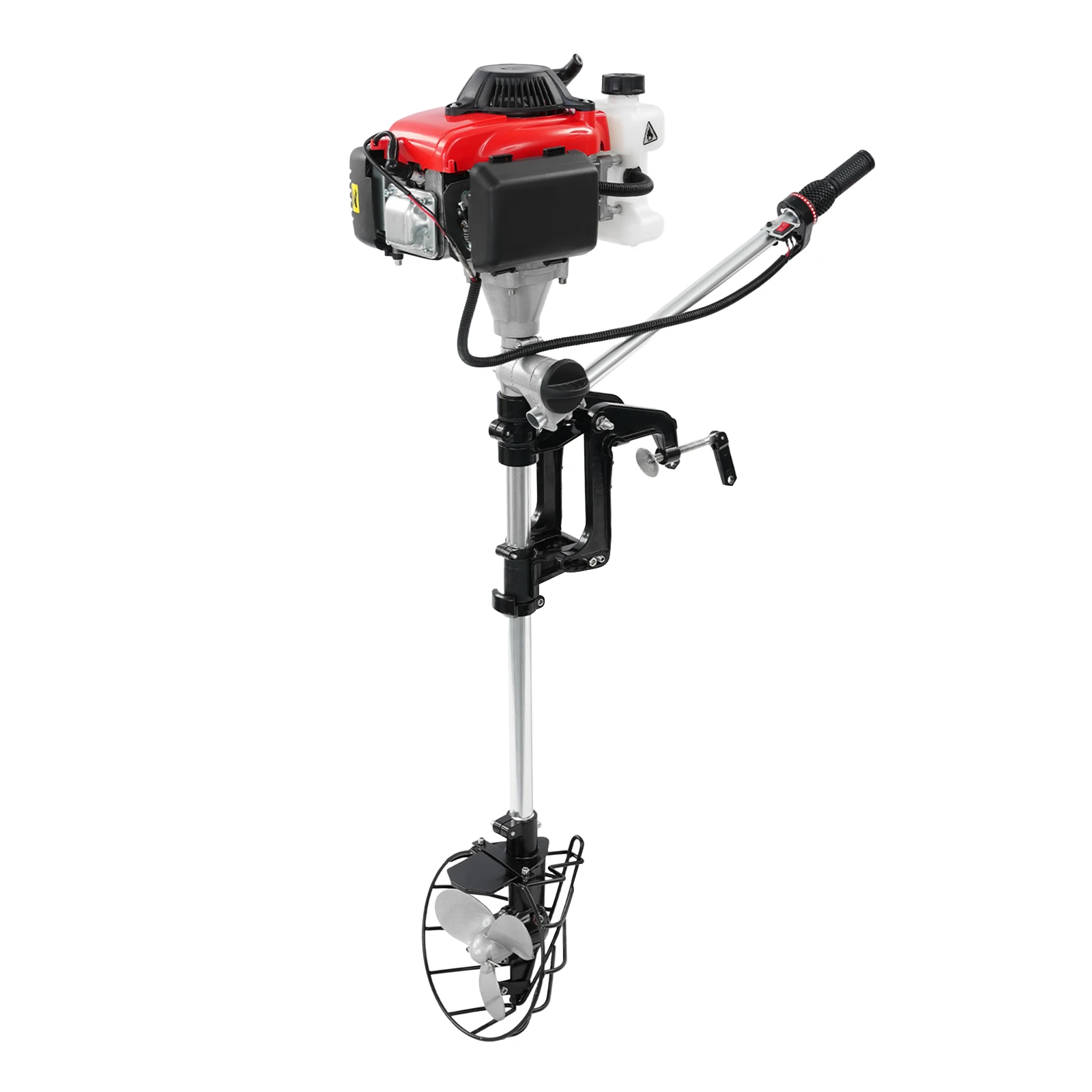 4-Takt 4,0 PS Außenbordmotor 53,2 ccm, Benzinmotor mit Propellerschutzabdeckung & Luftkühlung für Schlauchboote