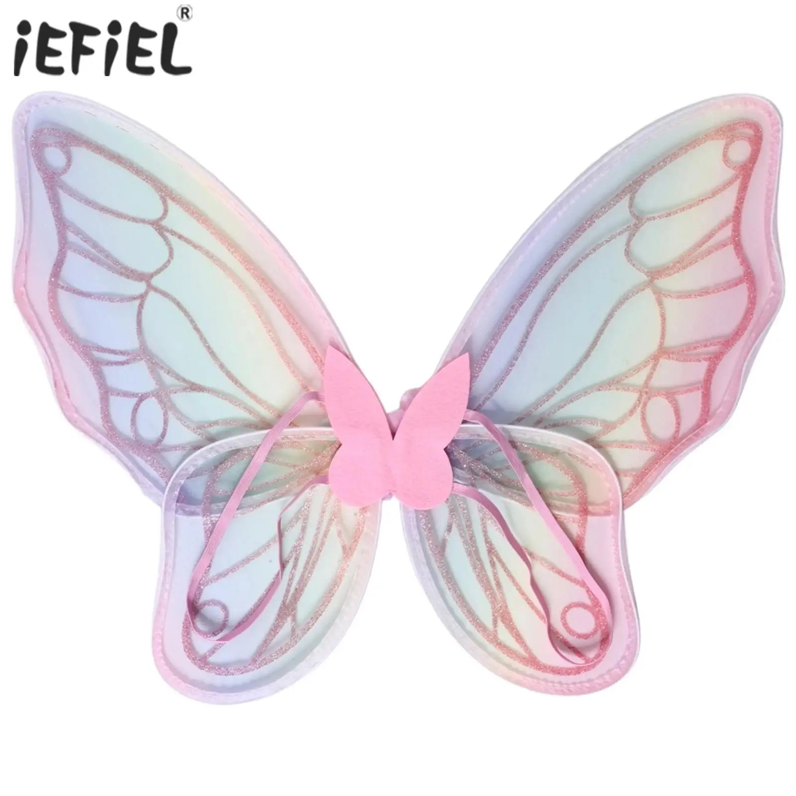 

Adults Kids Girls Angel Cosplay Wings Colorful Glitter Fake Flower Butterfly Wings Festival Stage Performance Props Accessory