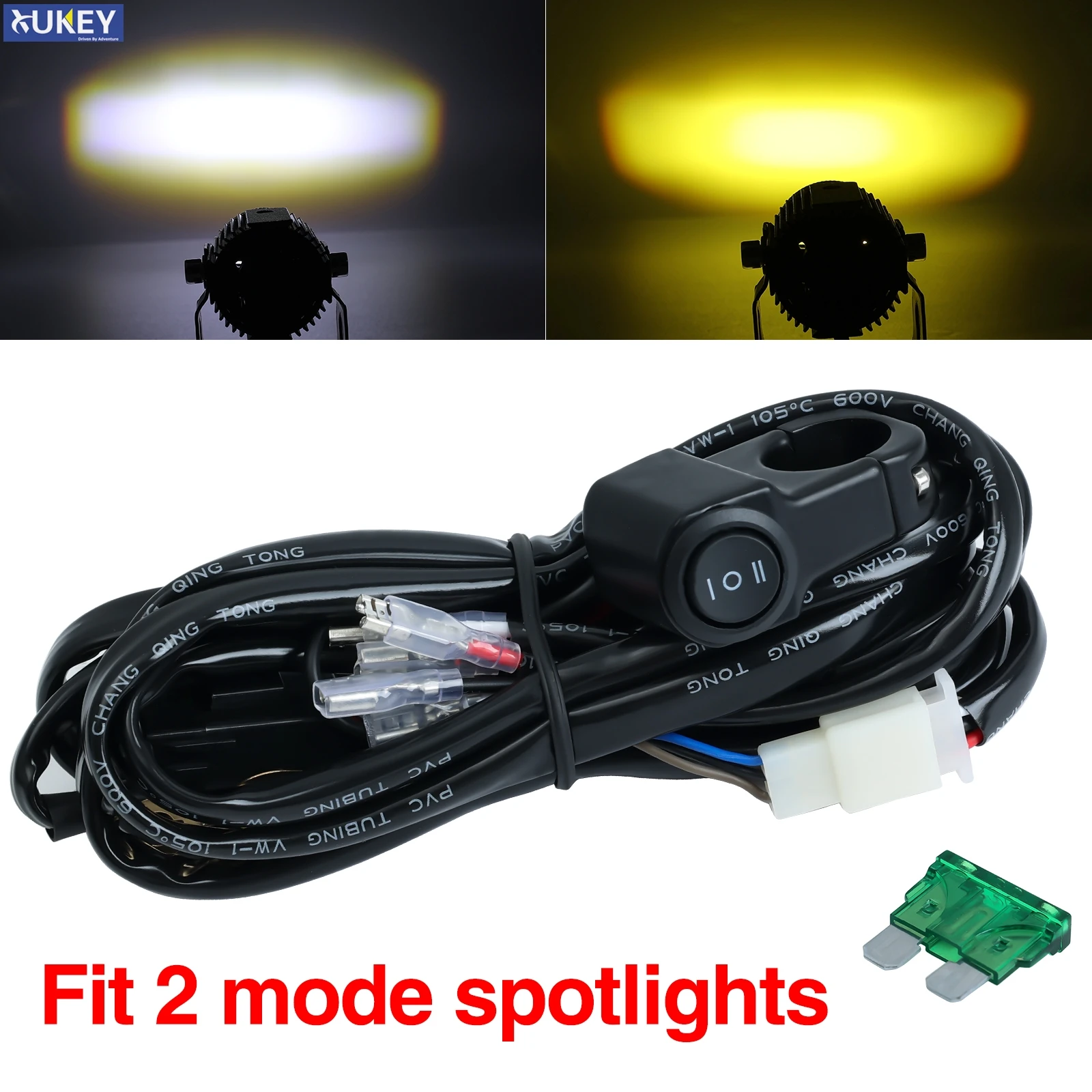 

12V 1.6M Motorcycle Fog Lights Wire Handlebar Switch Harness 2-wire for Motorbike LED Headlight Spotlight On Off Switch Wiring