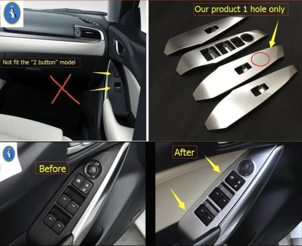 Auto Door Armrest Glass Window Lift Button Switch Control Decor Panel Cover Trim For Mazda 6 Sedan & Wagon 2016 2017 Accessories