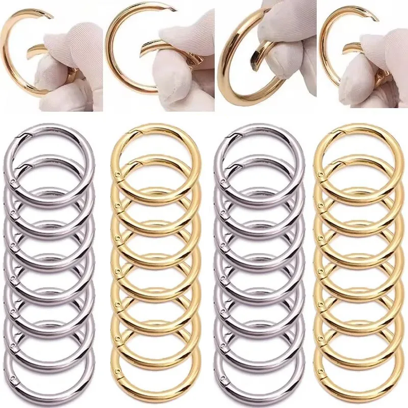 100 יחידות מתכת O-צורת טבעת קלאספים פתיחה עגולה קרבינר מחזיק מפתחות קליפס תלייה כלב שרשרת חיבור DIY תכשיטים