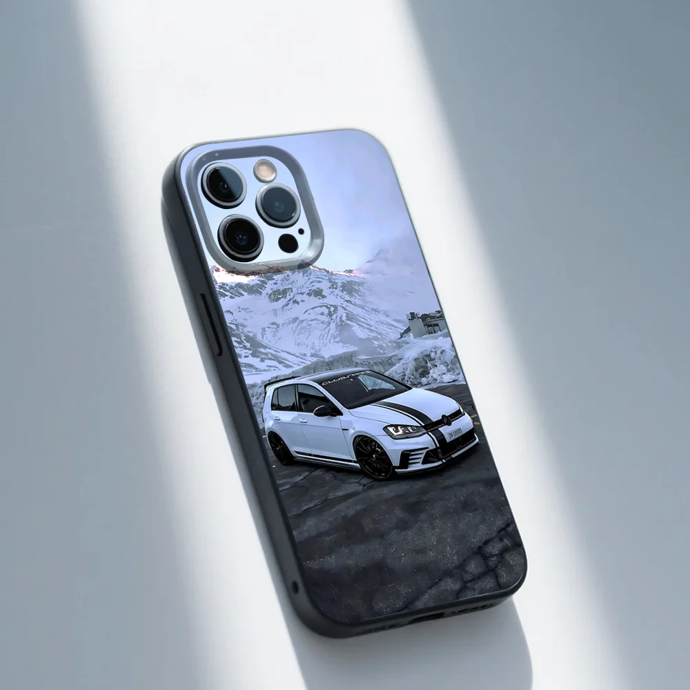 حافظة هاتف G-Golf Mk7 Car GTI لهواتف iPhone 16,15,14,13,12,11,Pro,Max,Plus,X,XS,SE,E,Mini,Soft Silicone Black Case