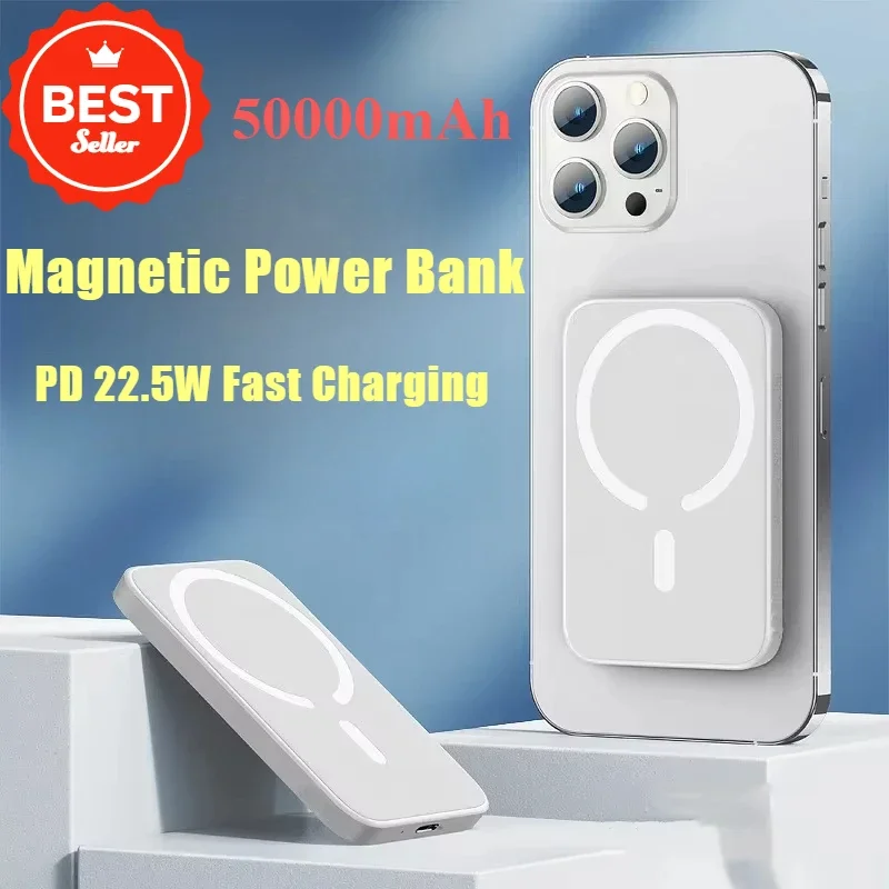 

Portable Power Bank for Magsafe External Battery Charger Case Magnetic Wireless Fast Charging 50000mAh for iPhone Samsung Xiaomi