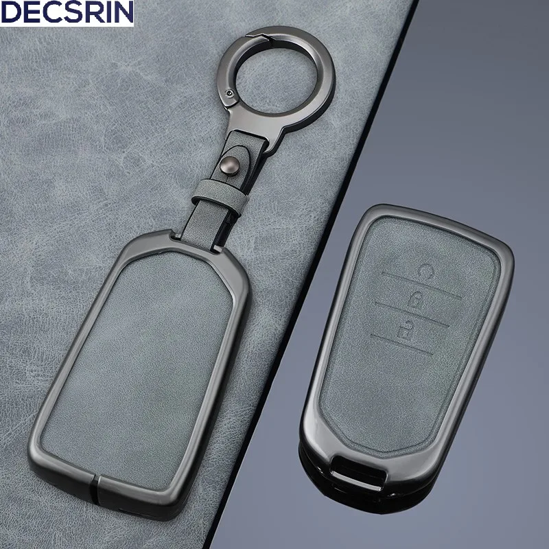 3 Buttons Alloy+Leather Car Key Case Shell Fob for ISUZU Dmax D-max Mux 2021 2022+ D-max MU-X 3.0 Mux Car Interior Accessories