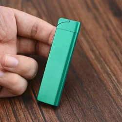 Mini Strong Green Flame Lighter Strip, Butane Gas Lighter, Metal Ultra-Thin Cigarette, Windproof Lighter, Smoking Accessories