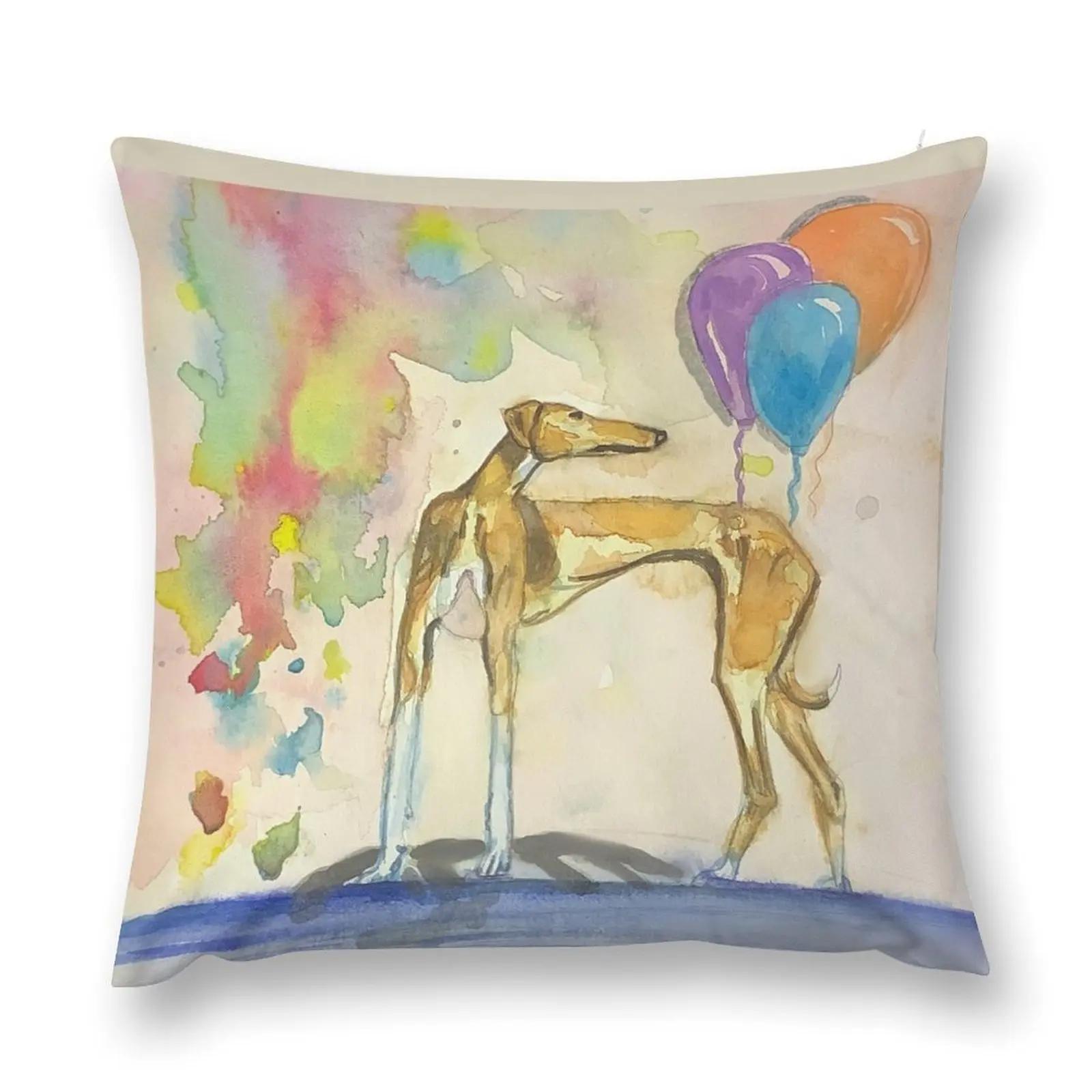 

Greyhound dog with balloons watercolor art Throw Pillow Cushions Sofa Pillow Cover Pillowcase Cushion pillow