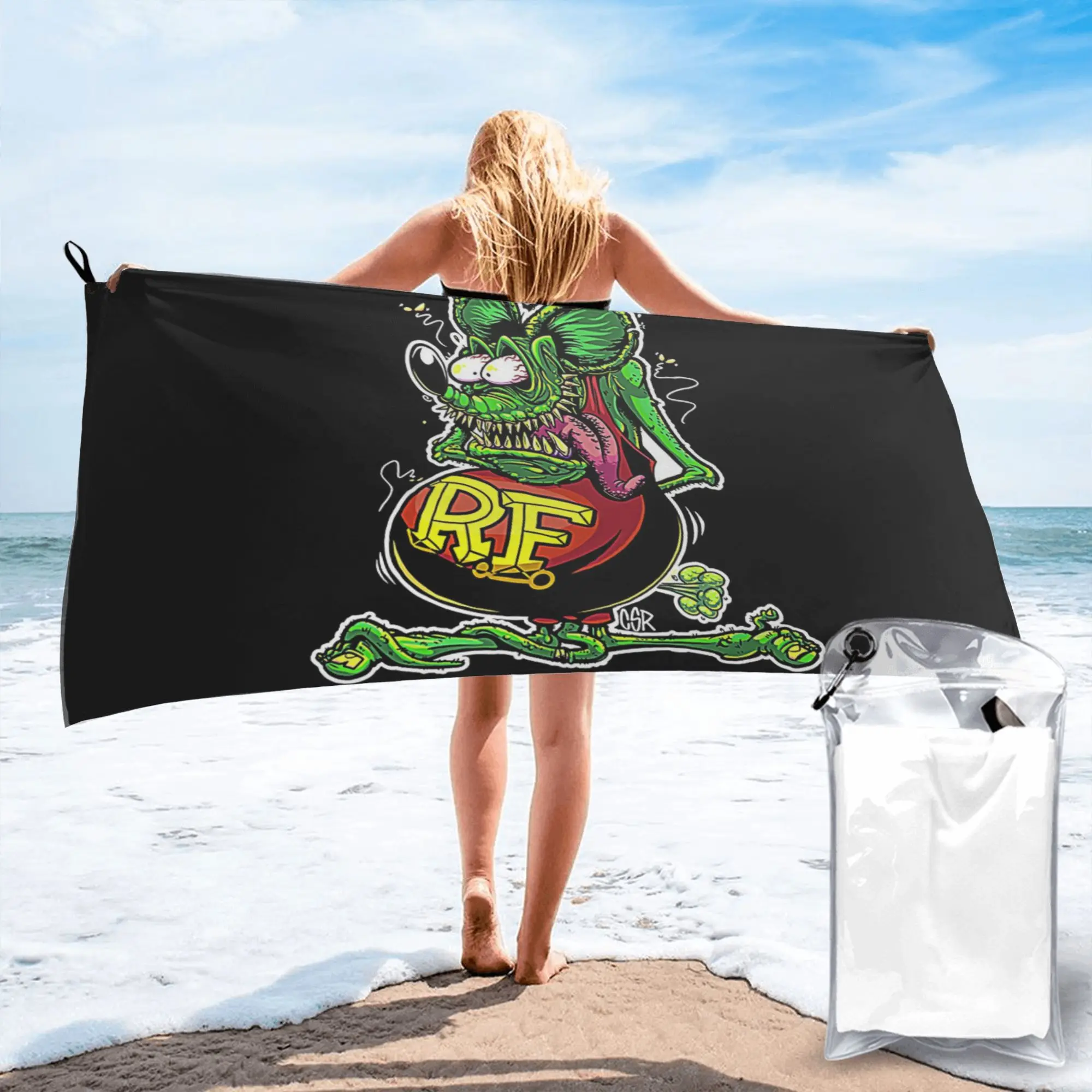 Bootleg Rat Fink Beach Towel Soft Microfiber Quick Dry Absorbent Quick Towels For Mountain Climbing