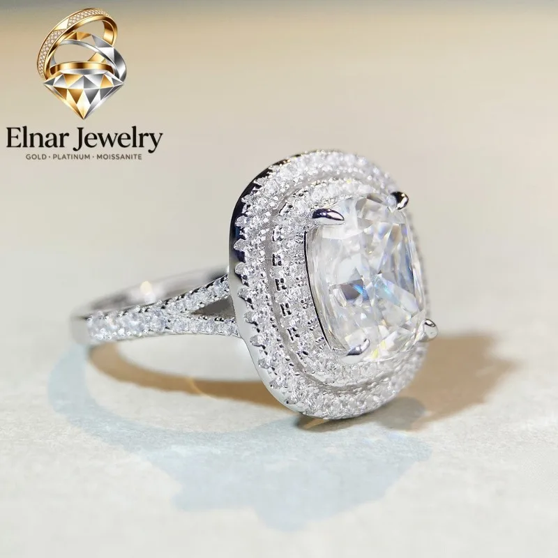 

Elnar Jewelry Luxury 18K white gold solid platinum PT950 Women's pigeon egg 4 karat diamond ring