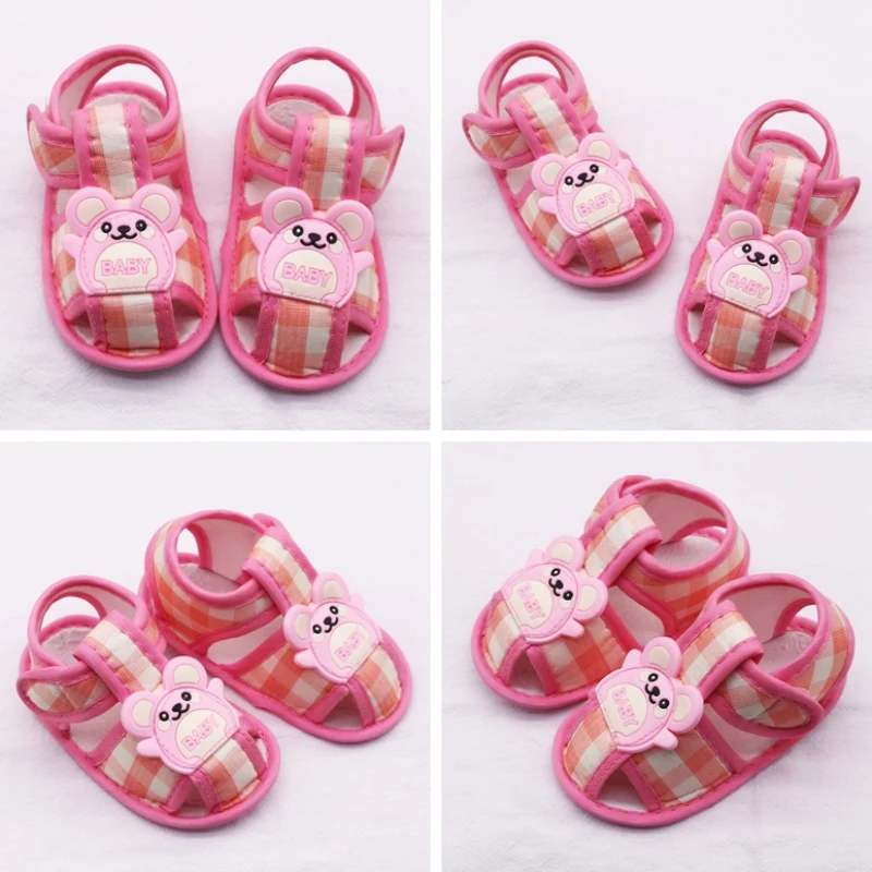 Summer Bear Pattern Hollow Sandals For Baby Boys Girls Infant Newborn Toddler Shoes Kids Soft Sole Shoes First Walker Clogs