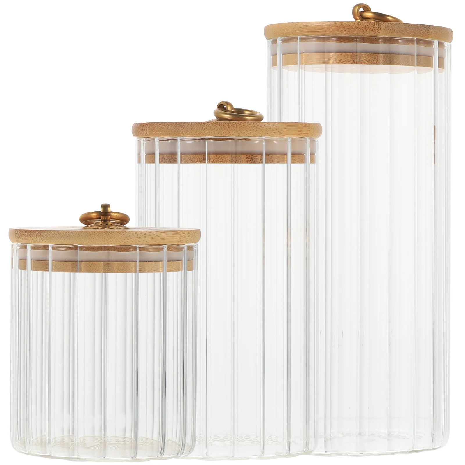 

3Pcs Glass Storage Containers Bamboo Lids Sealed Kitchen Food Jars Airtight Grain Storage Canisters Glass Sealed Jar