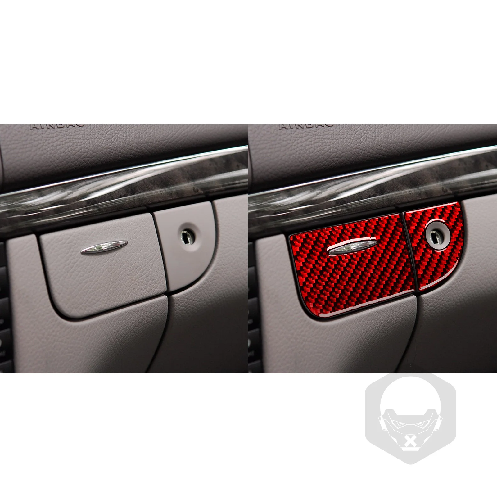 For Benz E-Class W211 2003-2009 Car Co-pilot Storage Box Switch Real Soft Carbon Fiber Interior Accessories Decoration Stickers