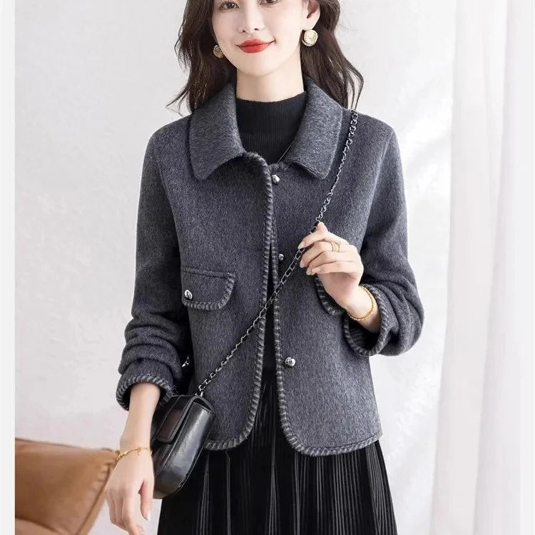 سليم صالح معطف الصوف المرأة Faionable الخريف الشتاء يندبروف الدفء الشباب التخسيس تويد الأعلى السيدات ort ملابس خارجية #4