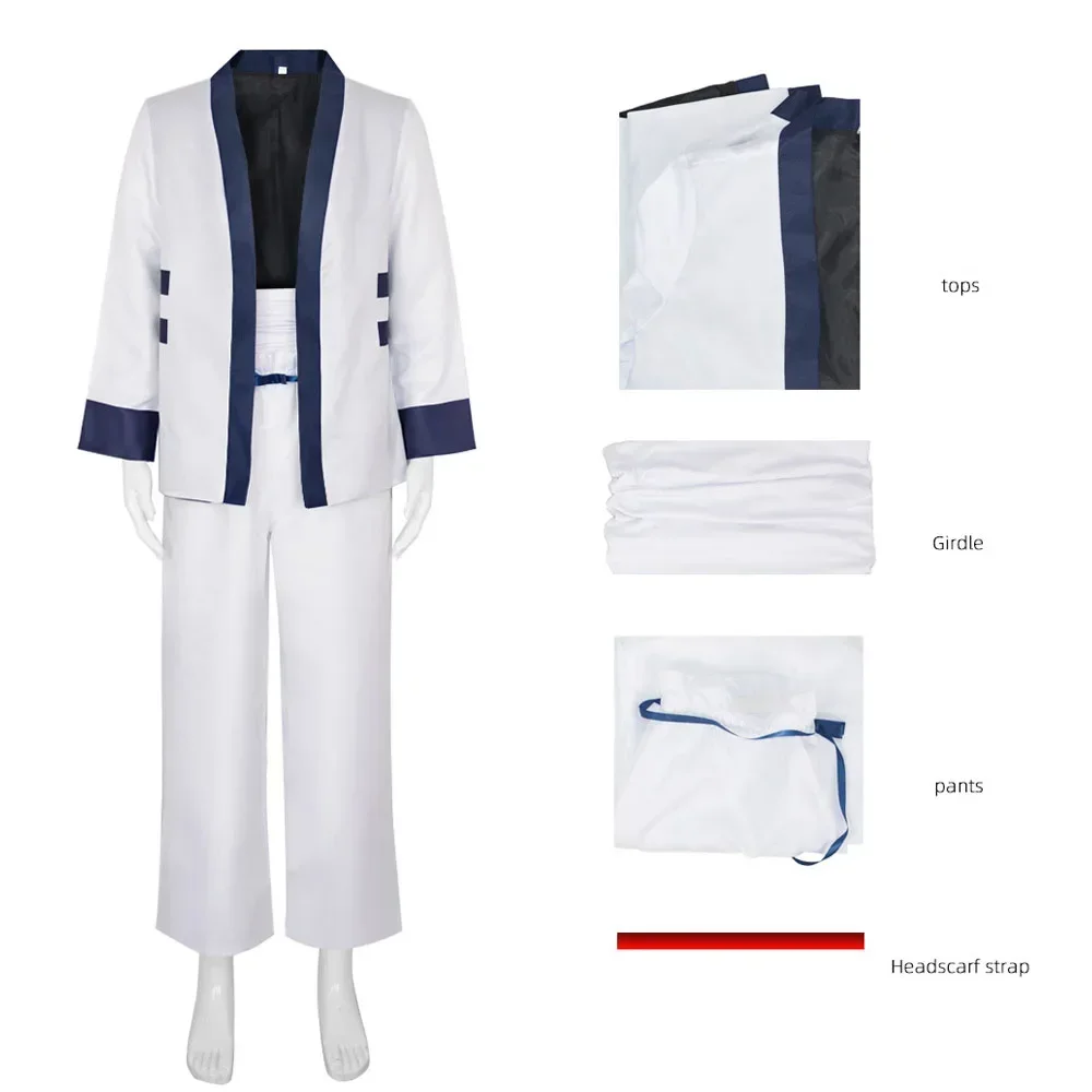 Anime Rurouni Kenshin Cosplay kimono Costume Sagara Sanosuke White Top Pants Kendo Uniform Men's Halloween Stage Clothes