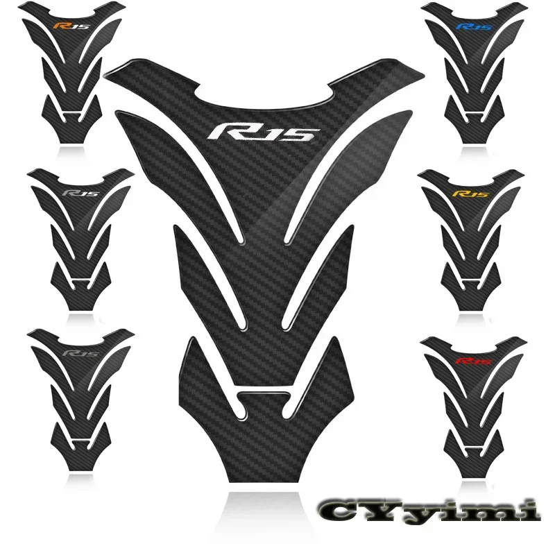 3D Carbon Fiber Motorcycle Fuel Tank Pad Cover Protector Decal Stickers For  R15 V3