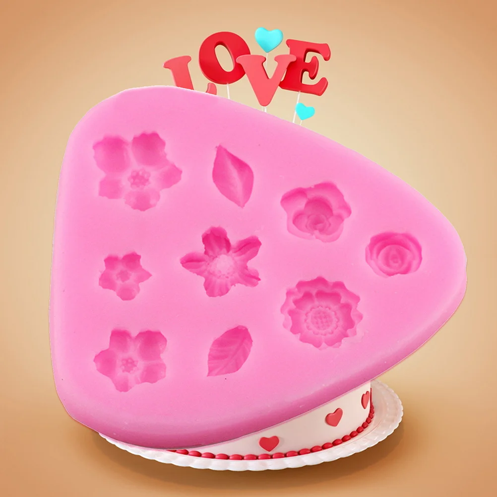 

Flower Shape Silicone Baking Mold Non-Stick Reusable Cake Decorating Tool for Fondant Chocolate Candy Craft DIY Pink