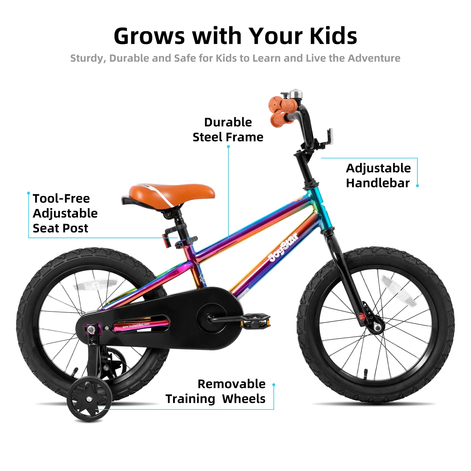 JOYSTAR kinderfiets voor jongens en meisjes van 2-12 jaar, 12-16 inch BMX-stijl kinderfietsen met zijwieltjes, 18-20 inch met handrem