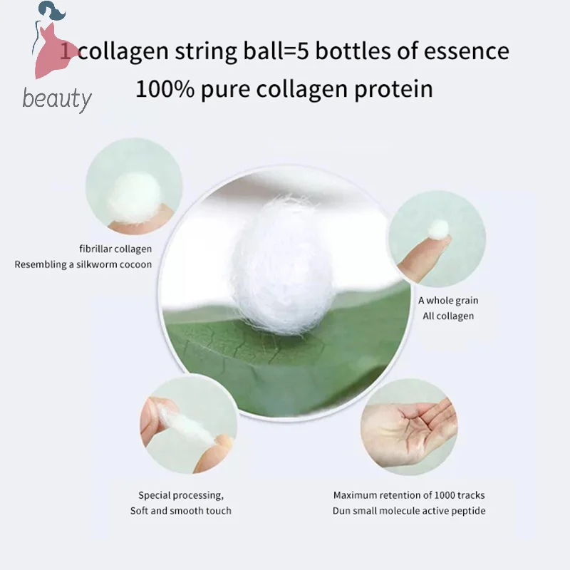 1 Bottles Pure Collagen Ball Natural Silk Protein Anti Aging Essence Firming Wrinkle Removal Facial Serum Cosmetics