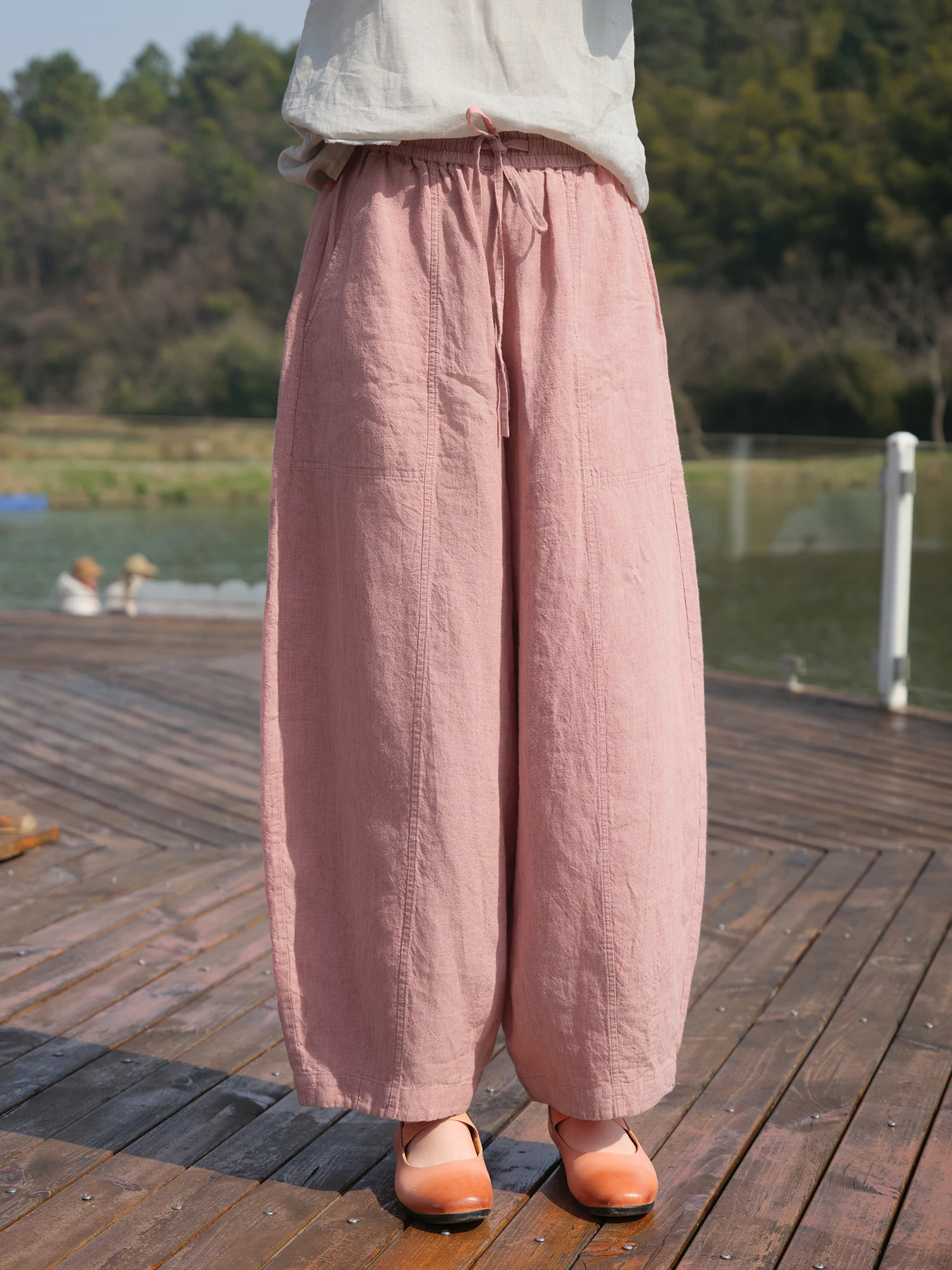 

Женские повседневные брюки-капри Wangcheng A1241 из цветного тканого льна в пасторальном стиле, комплект из девяти предметов, маленький размер, с поясом