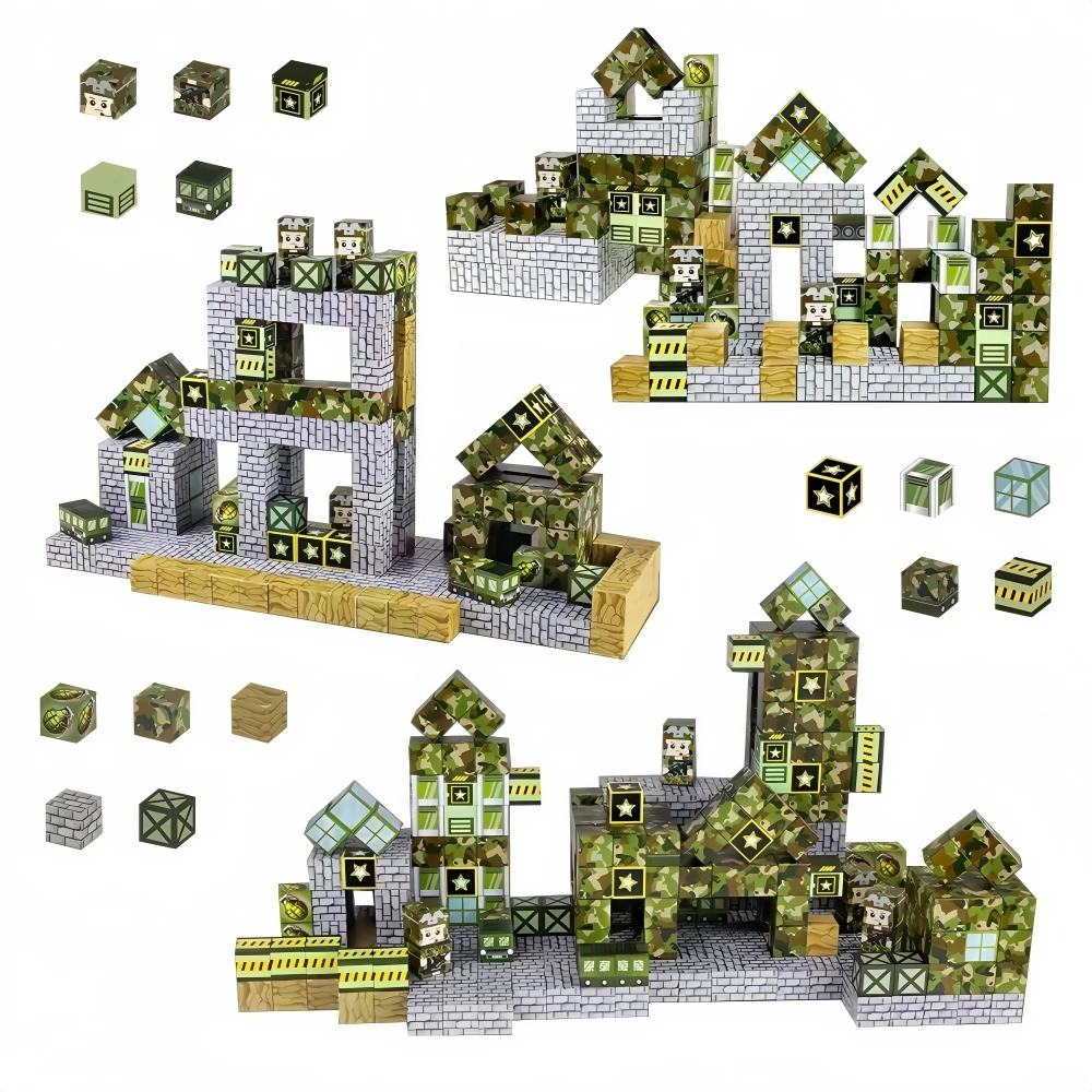 Kreative Militär Thema Magnetische Bausteine Ziegel Berühmte Szene Welt Modell Set DIY Kinder Bildung Montage Spielzeug Jungen Geschenke
