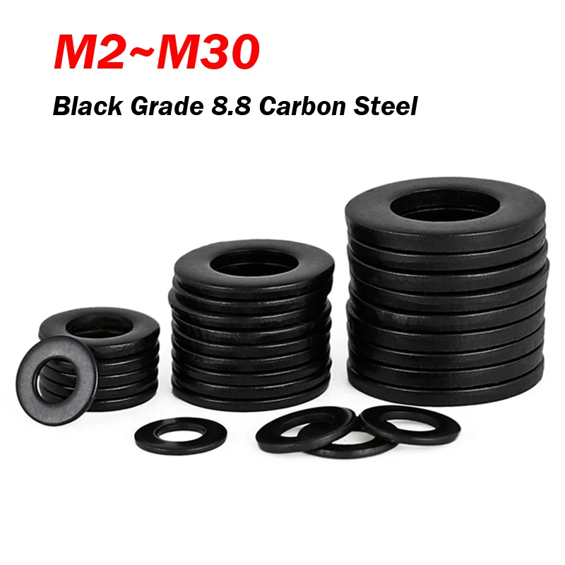 

M2 M2.5 M3 M4 M5 M6 M8 M10 M12 M14 M16~m30 Black Grade 8.8 Carbon Steel Large Size Oversize Big Wider Flat Washer Plain Gasket