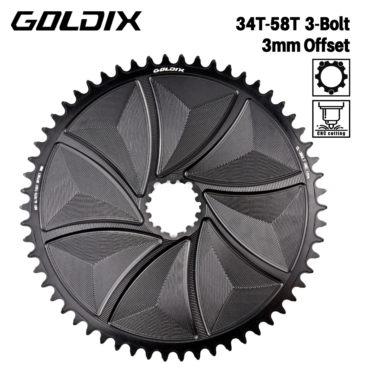 

GOLDIX Newest 3-Bolt Bicycle Chainring AERO Chainring Wide and Narrow Teeth CNC Hollow Cutting Machining for SRAM 3Bolt Crankset
