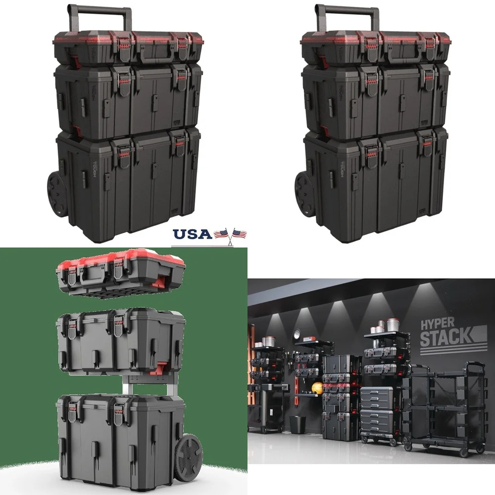 

Ящик для инструментов Сверхмощный модульный органайзер на колесиках, черный