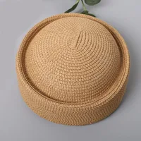 Straw Pillbox Hat Summer Beret Sun Hats Japanese Retro Weeding Fedora Hostess Fashion Millinery Fascinator Designer Painter Hat - Image 5